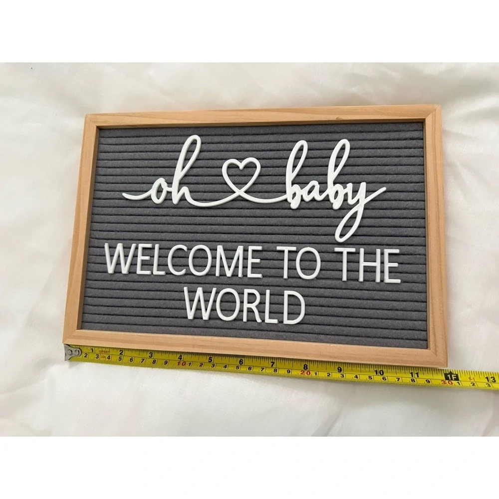 Oh Baby Welcome to the World Felt Sign Photo Prop Baby Shower Nursery Decor